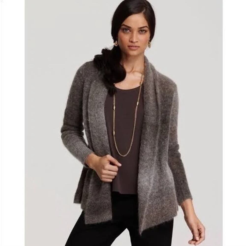 Eileen Fisher Mohair Wool Blend Ombre Open Front Wrap Cardigan XL Gray $298‎